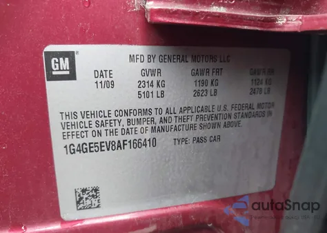 2010 Buick Lacrosse Cxs from USA, damaged, VIN 1G4GE5EV8AF166410